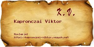 Kapronczai Viktor névjegykártya